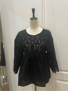 Tyler Boe Black Eyelet Top NWT